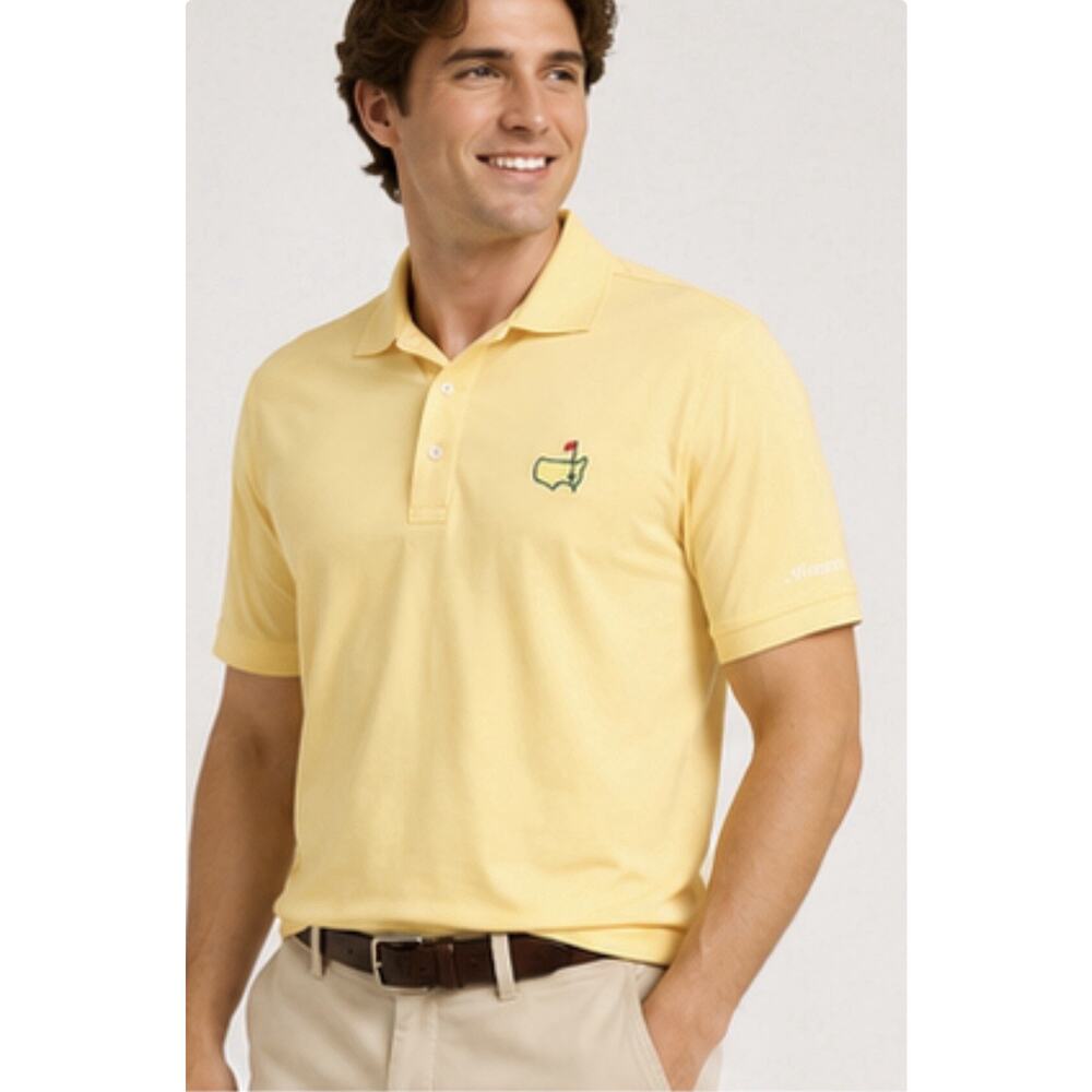 Masters Collection Augusta National Polo Shirt Men Large Yellow Golf Logo